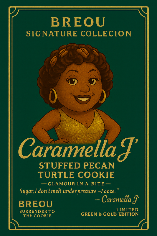 PECAN TURTLE “CARAMELLA J” CHOCOLATE CHIP COOKIES, HALF DOZEN