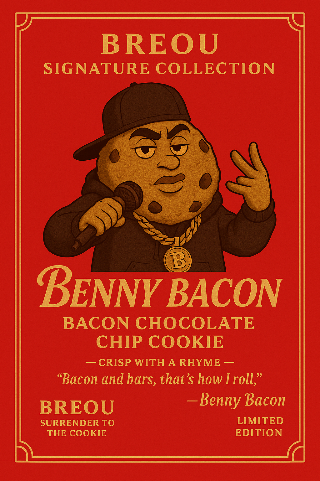GOURMET “BENNY BACON” CHOCOLATE CHIP COOKIES - Half Dozen