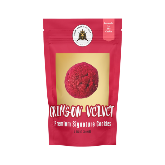 CRIMSON “RED” VELVET GIANT COOKIES, HALF DOZEN